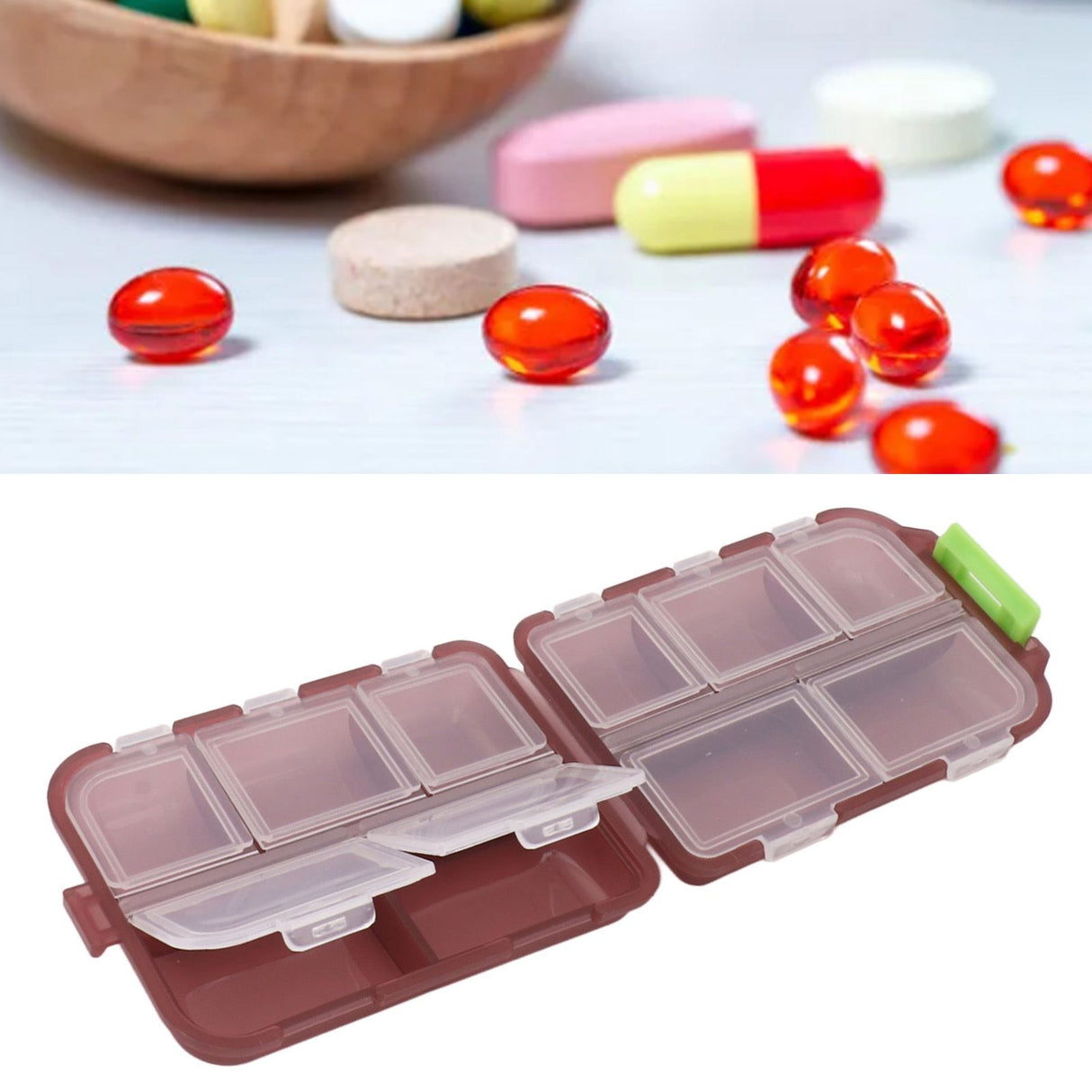 Medicine Box Medicine Case Plastic Waterproof 10 Compartments Buckle Lock Weekly Portable Medicine Container Purple