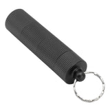 Keychain Medicine Holder Case 3 Compartment Waterproof Metal Travel Tablet Capsule Holder for Outdoor Black - Rear View