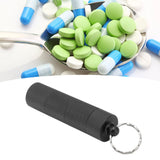 Keychain Medicine Holder Case 3 Compartment Waterproof Metal Travel Tablet Capsule Holder for Outdoor Black - Extra Image