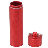Keychain Medicine Holder Case 3 Compartment Waterproof Metal Travel Tablet Capsule Holder for Outdoor Red - Front View