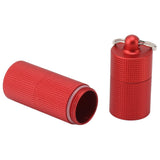Keychain Medicine Holder Case 3 Compartment Waterproof Metal Travel Tablet Capsule Holder for Outdoor Red - Side View