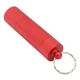 Keychain Medicine Holder Case 3 Compartment Waterproof Metal Travel Tablet Capsule Holder for Outdoor Red