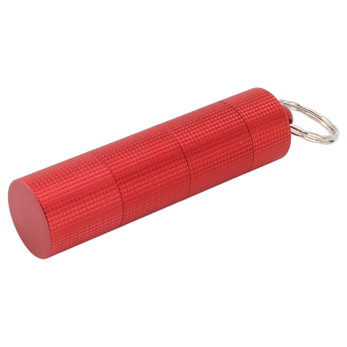 Keychain Medicine Holder Case 3 Compartment Waterproof Metal Travel Tablet Capsule Holder for Outdoor Red