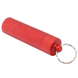 Keychain Medicine Holder Case 3 Compartment Waterproof Metal Travel Tablet Capsule Holder for Outdoor Red