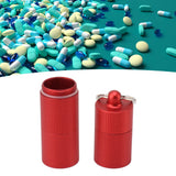Keychain Medicine Holder Case 3 Compartment Waterproof Metal Travel Tablet Capsule Holder for Outdoor Red