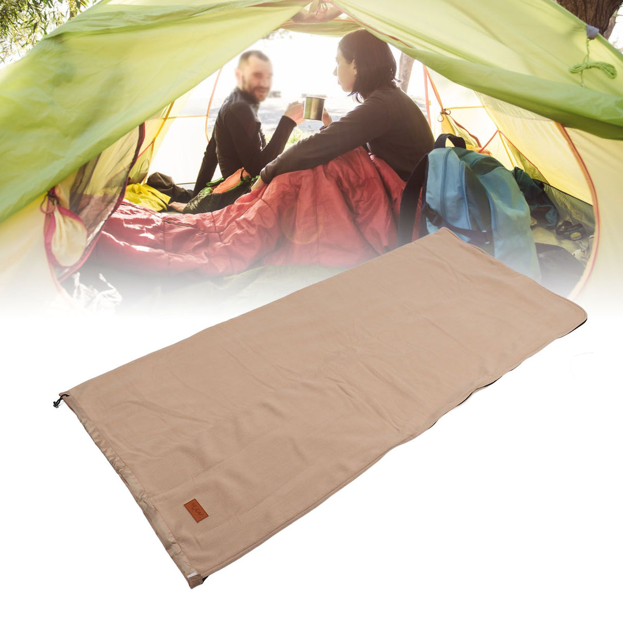 Sleeping Bag Liner Super Thick Fleece Soft Sleeping Bag Liner Blanket for Camping Travel Backpacking Earthy Yellow