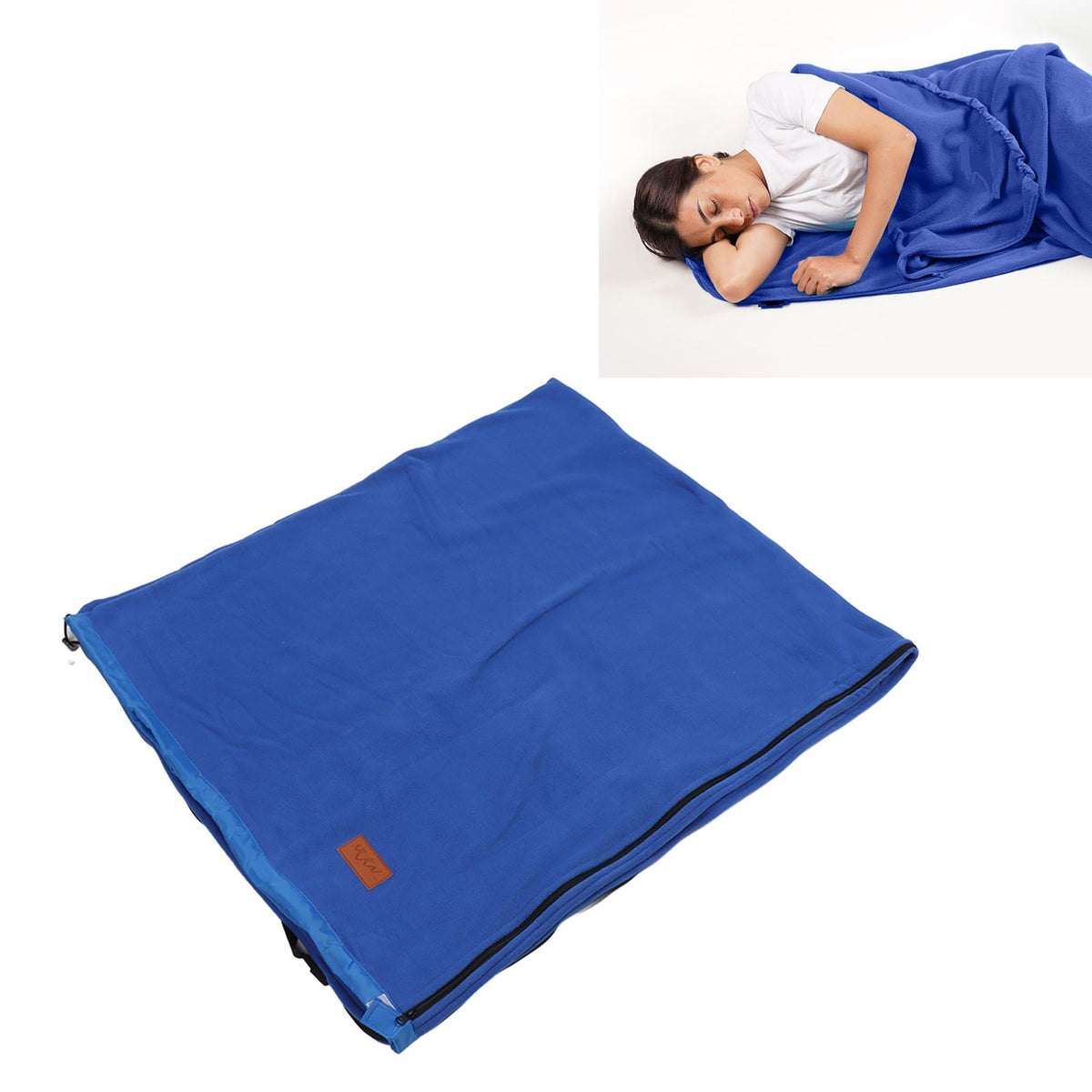 Sleeping Bag Liner Super Thick Fleece Soft Sleeping Bag Liner Blanket for Camping Travel Backpacking Jewel Blue