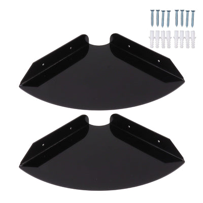 2pcs Wall Mount Floating Corner Shelves Quarter Round Hanging Corner Shelves for Bedrooms Living Rooms Shower Room Black