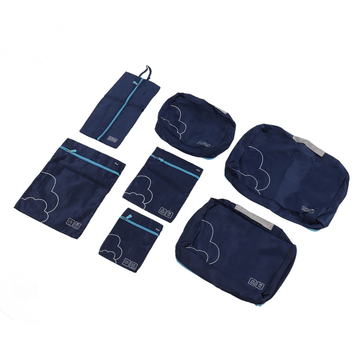 7 Pcs Luggage Packing Bags Polyester Waterproof Luggage Packing Cubes for Business Trip Travel Navy Blue