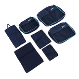 7 Pcs Luggage Packing Bags Polyester Waterproof Luggage Packing Cubes for Business Trip Travel Navy Blue - 45-Degree Angle