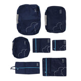 7 Pcs Luggage Packing Bags Polyester Waterproof Luggage Packing Cubes for Business Trip Travel Navy Blue - Low Angle