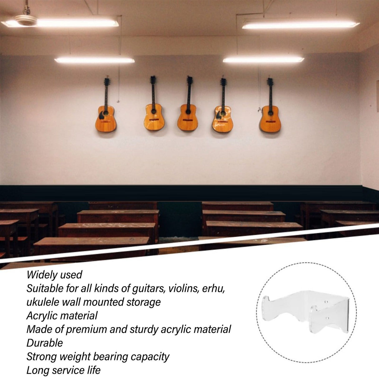 Guitar Wall Mount Hanger Multipurpose Transparent Acrylic Guitar Hook for Guitar Violin Erhu Ukulele