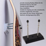 Skateboard Hanger Durable Acrylic Vertical Floating Effect High Stability Skateboard Wall Mount for Deck Display Storage Black - Extra Image