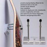 Skateboard Hanger Durable Acrylic Vertical Floating Effect High Stability Skateboard Wall Mount for Deck Display Storage Transparent