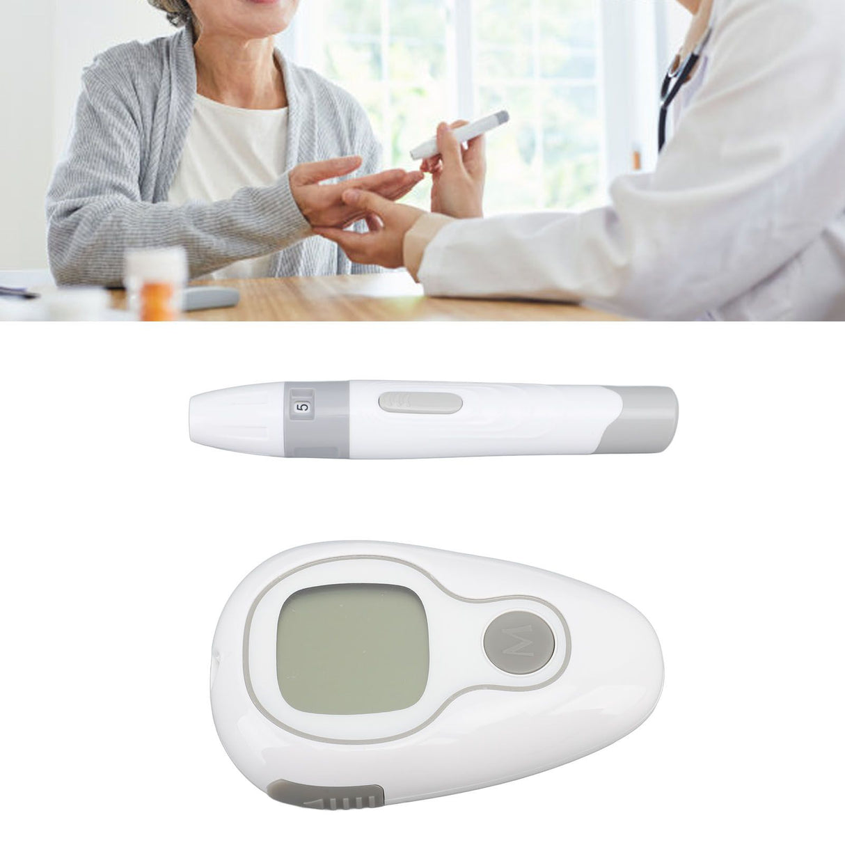 Blood Glucose Monitor with 50 Test Strips Accurate Sensitive High Stability Blood Sugar Test Kit for Men Women Set 1