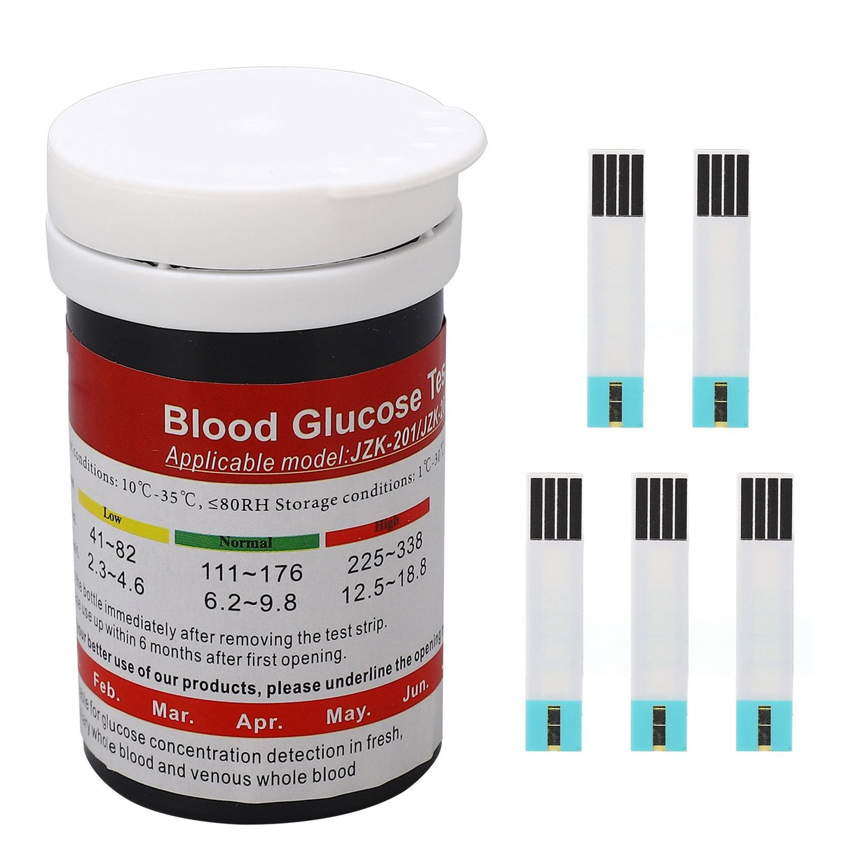 50 Count Blood Glucose Test Strips Accurate PET Blood Sugar Test Strips for Diabetes Blood Sugar Monitoring