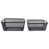 3pcs Metal Wire Storage Basket Large Capacity Decorative Sturdy Iron Art Storage Basket for Books Snacks Makeup Black