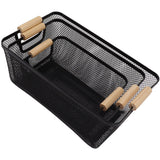 3pcs Metal Wire Storage Basket Large Capacity Decorative Sturdy Iron Art Storage Basket for Books Snacks Makeup Black - Side View