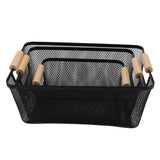 3pcs Metal Wire Storage Basket Large Capacity Decorative Sturdy Iron Art Storage Basket for Books Snacks Makeup Black