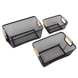 3pcs Metal Wire Storage Basket Large Capacity Decorative Sturdy Iron Art Storage Basket for Books Snacks Makeup Black