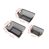 3pcs Metal Wire Storage Basket Large Capacity Decorative Sturdy Iron Art Storage Basket for Books Snacks Makeup Black