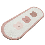 Cartoon Animal Pattern Area Rug Door Mat Soft Cute Oval Rug Bedside Carpet Decoration for Home Bedroom Brown Bear