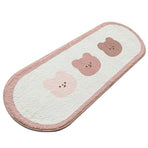 Cartoon Animal Pattern Area Rug Door Mat Soft Cute Oval Rug Bedside Carpet Decoration for Home Bedroom Brown Bear