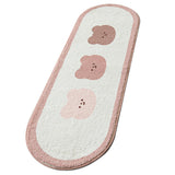 Cartoon Animal Pattern Area Rug Door Mat Soft Cute Oval Rug Bedside Carpet Decoration for Home Bedroom Brown Bear