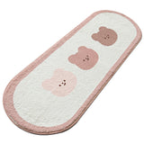Cartoon Animal Pattern Area Rug Door Mat Soft Cute Oval Rug Bedside Carpet Decoration for Home Bedroom Brown Bear