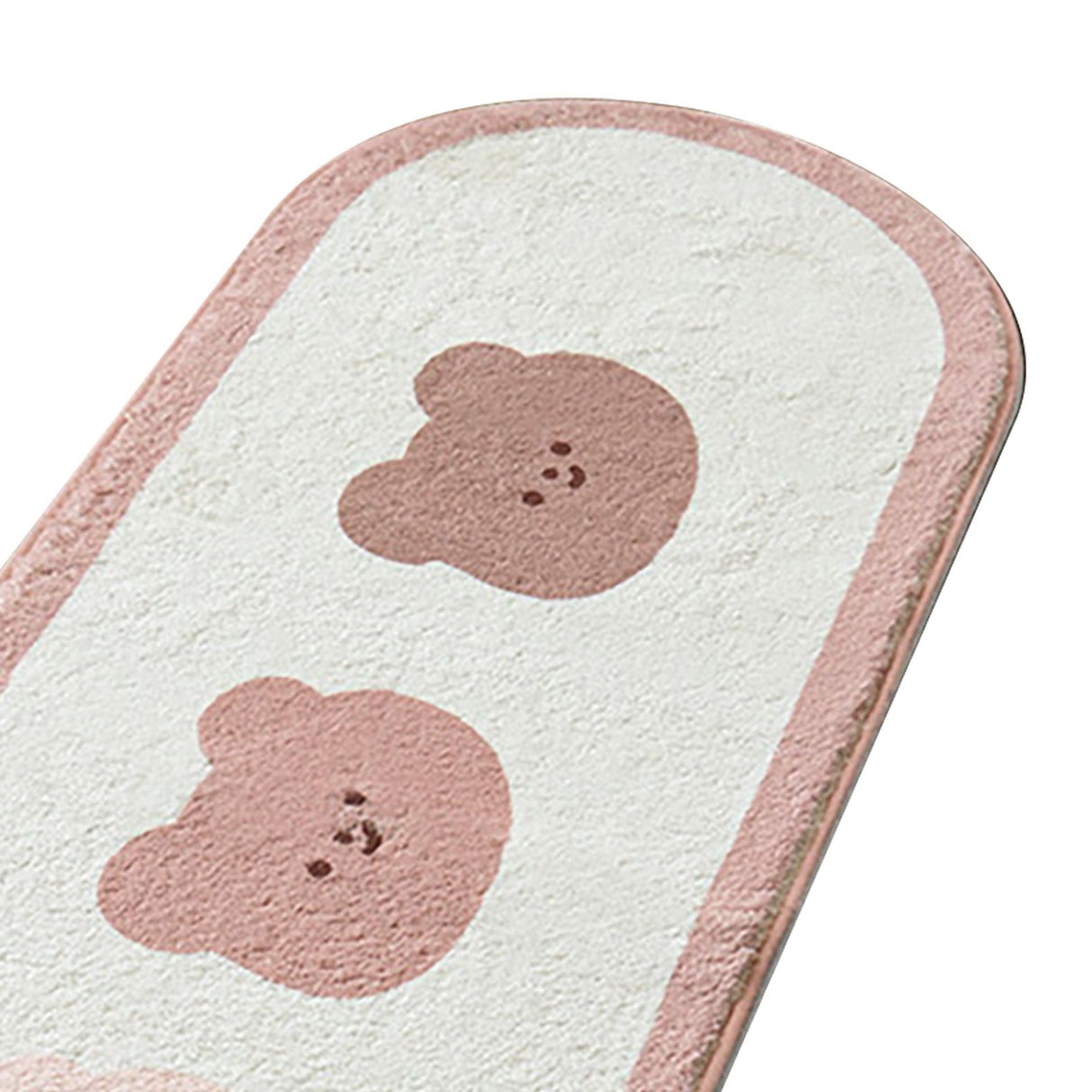 Cartoon Animal Pattern Area Rug Door Mat Soft Cute Oval Rug Bedside Carpet Decoration for Home Bedroom Brown Bear