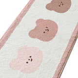 Cartoon Animal Pattern Area Rug Door Mat Soft Cute Oval Rug Bedside Carpet Decoration for Home Bedroom Brown Bear - Extra Image