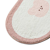 Cartoon Animal Pattern Area Rug Door Mat Soft Cute Oval Rug Bedside Carpet Decoration for Home Bedroom Brown Bear - Extra Image