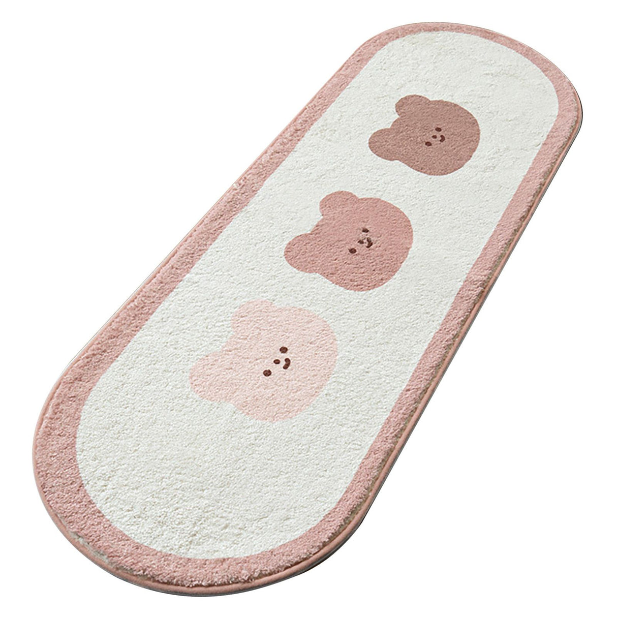 Cartoon Animal Pattern Area Rug Door Mat Soft Cute Oval Rug Bedside Carpet Decoration for Home Bedroom Brown Bear