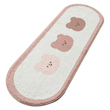 Cartoon Animal Pattern Area Rug Door Mat Soft Cute Oval Rug Bedside Carpet Decoration for Home Bedroom Brown Bear - Extra Image