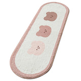 Cartoon Animal Pattern Area Rug Door Mat Soft Cute Oval Rug Bedside Carpet Decoration for Home Bedroom Brown Bear