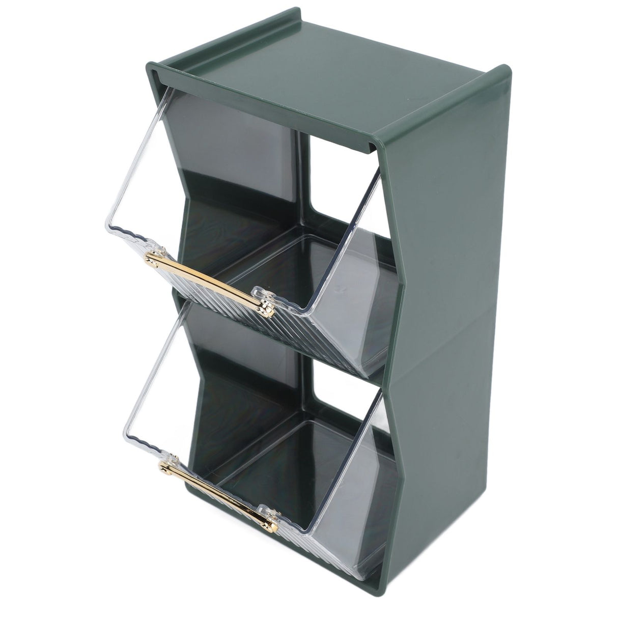 Tea Bag Storage Box Separate Storage Large Opening Beautiful Tea Bag Organizer for Capsules Coffee Tea Bags Green