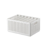 Closet Foldable Pants Storage Box Pure White Adjustable Dividers Rugged Divided Clothing Storage Boxes for Bedroom Wardrobe Large 7 Grids: 6 Baffles - Front View