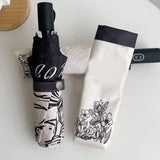 Vintage Floral Sunshade Umbrella Windproof Manual Operation Lightweight Folding Umbrella for Women Girls Kids