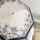 Vintage Floral Sunshade Umbrella Windproof Manual Operation Lightweight Folding Umbrella for Women Girls Kids - Extra Image