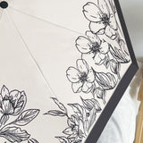 Vintage Floral Sunshade Umbrella Windproof Manual Operation Lightweight Folding Umbrella for Women Girls Kids