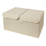 Underwear Socks Storage Organizer with Double Lid Foldable Thick Sock Underwear Storage Case for Socks Bras Ties Towels Khaki - Top-Down View