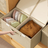 Underwear Socks Storage Organizer with Double Lid Foldable Thick Sock Underwear Storage Case for Socks Bras Ties Towels Khaki