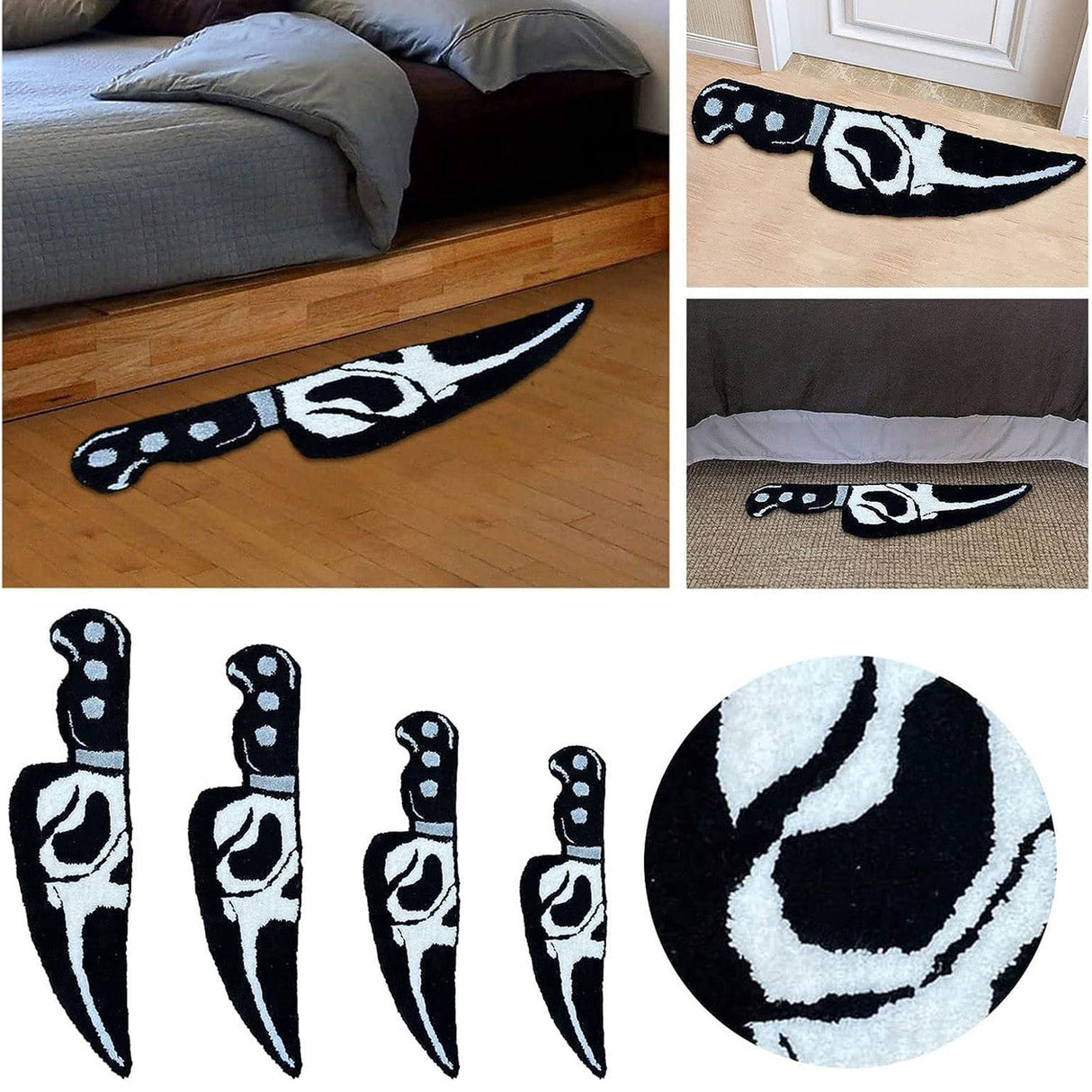 Skull Knife Carpet Horror Scary Scream Bedside Rug Wear Resistant Cashmere Home Welcome Decor 50.8CM