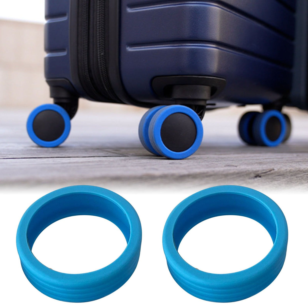 8PCS Luggage Suitcase Wheels Covers Noise Canceling Shock Absorbing Trolley Case Silicone Caster Protection Cover Blue