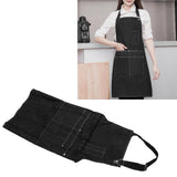 Canvas Apron Multipurpose Stylish Classic Loose Multi Pockets Wear Resistance Workshop Tool Apron for Work Home Black