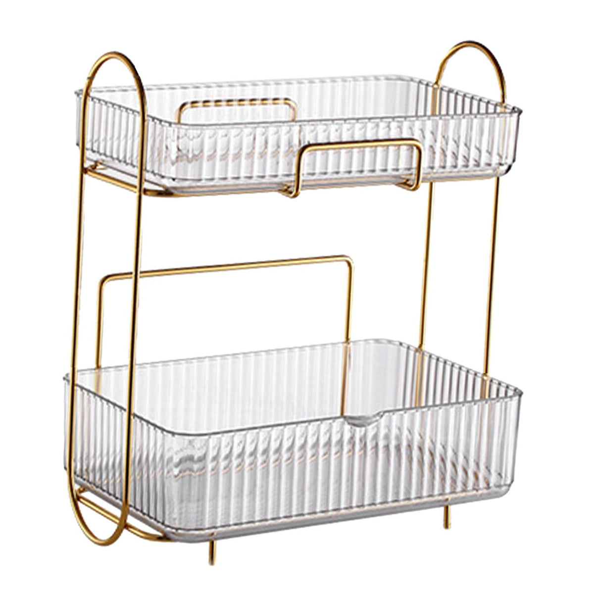 Makeup Organizer 2 Tier Bathroom Countertop Organizer Large Capacity Cosmetic Holder Shelf for Bedroom Dresser Transparent