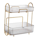 Makeup Organizer 2 Tier Bathroom Countertop Organizer Large Capacity Cosmetic Holder Shelf for Bedroom Dresser Transparent - Front View