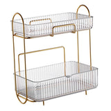 Makeup Organizer 2 Tier Bathroom Countertop Organizer Large Capacity Cosmetic Holder Shelf for Bedroom Dresser Transparent - Side View