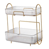 Makeup Organizer 2 Tier Bathroom Countertop Organizer Large Capacity Cosmetic Holder Shelf for Bedroom Dresser Transparent - Top-Down View
