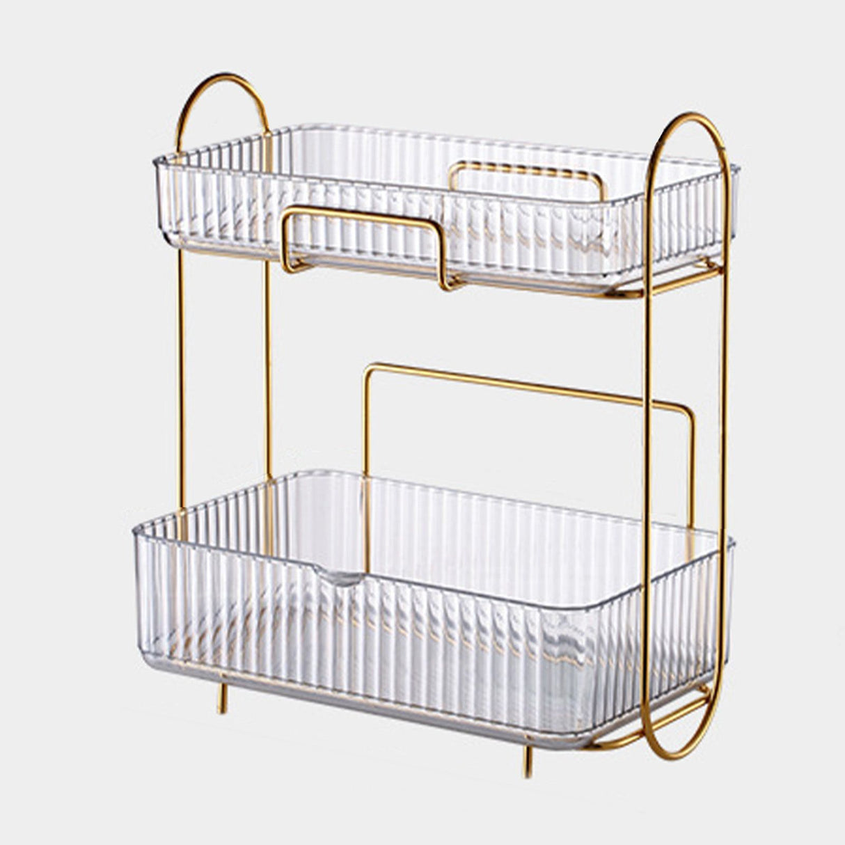 Makeup Organizer 2 Tier Bathroom Countertop Organizer Large Capacity Cosmetic Holder Shelf for Bedroom Dresser Transparent
